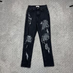 Vibrant MIU Jeans Juniors 5 Black High Rise Skinny Distressed Stretch Denim USA